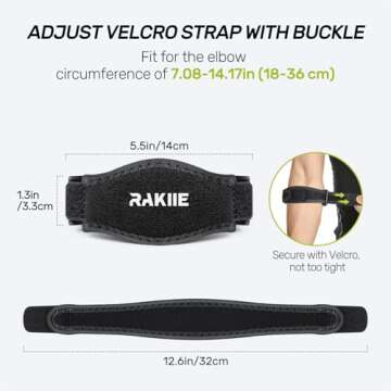 Rakiie Elbow Brace 2 Pack, Tennis Elbow Brace for Men Women, Non-slip Tennis Elbow Strap for Tendonitis with Compression Pad Precise Support, Adjustable Golfer Counterforce Brace for Pain Relief, Blue