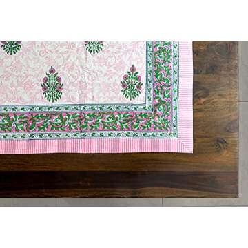 ABHOOH Hand Block Print Tablecloth for Rectangle Tables
