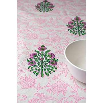 ABHOOH Hand Block Print Tablecloth for Rectangle Tables