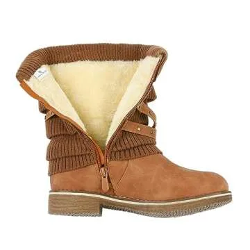 DREAM PAIRS Oussie Camel Faux Fur Winter Boots - Stylish Comfort