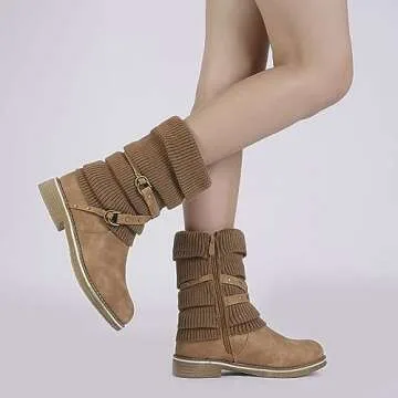 DREAM PAIRS Oussie Camel Faux Fur Winter Boots - Stylish Comfort