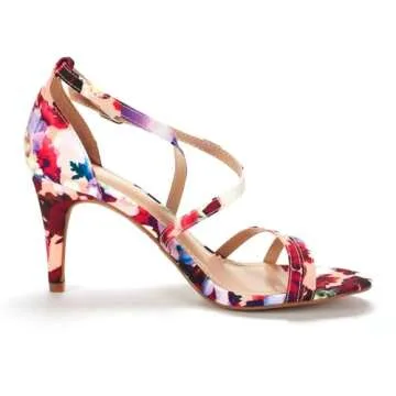 DREAM PAIRS Women's Gigi Fashion Stilettos Open Toe Pump Heel Sandals,Size 6.5,Floral,Gigi