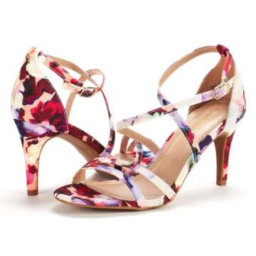 DREAM PAIRS Women's Gigi Fashion Stilettos Open Toe Pump Heel Sandals,Size 6.5,Floral,Gigi