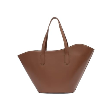 LA3LY Vegan Leather Purses and Handbags For Women, Travel Tote Bag Large Shoulder Bag (Brown)