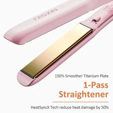Faszin Professional Hair Straightener, 1.18 inch Ionic Titanium Plate, 20S Fast Heat Up Flat Iron wi...