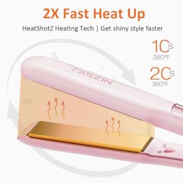 Faszin Professional Hair Straightener, 1.18 inch Ionic Titanium Plate, 20S Fast Heat Up Flat Iron with Clear LED Display, 2 in 1 Straightener and Curler Styling Tool for Straighten Hair (Pink)
