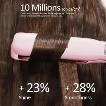 Faszin Professional Hair Straightener, 1.18 inch Ionic Titanium Plate, 20S Fast Heat Up Flat Iron with Clear LED Display, 2 in 1 Straightener and Curler Styling Tool for Straighten Hair (Pink)
