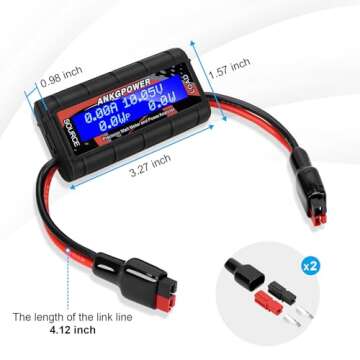 ANKG 150A Watt Meter Power Analyzer, High Precision RC with Digital LCD Screen&2 Sets of 45amp Power Pole Connectors for Voltage (V) Current (A) Power (W) Charge(Ah) and Energy (Wh) Measurement