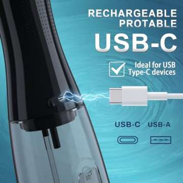 MOCEL Water Dental Flosser Oral Irrigator with 5 Modes, 350ml Cordless Water Teeth Cleaner Pick 6 Ti...