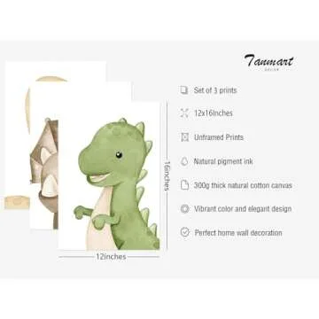 Dinosaur Wall Art Kids Boys Room Canvas Wall Decor Dino Nursery Wall Art Pictures Baby Dinosaur Post...