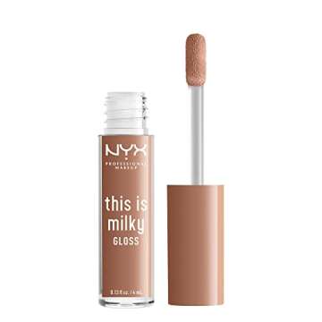 NYX PROFESSIONAL MAKEUP This Is Milky Gloss, Vegan Lip Gloss, 12 Hour Hydration - Cookies & Milk (Cool Beige Nude)