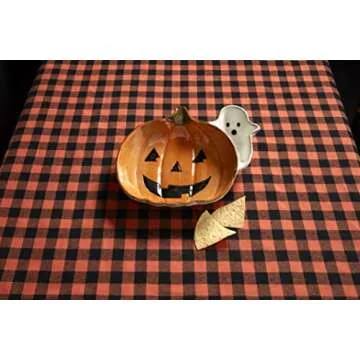 Mud Pie Halloween Chip and Dip Bowl, Pumpkin and Ghost, 9" x 11"