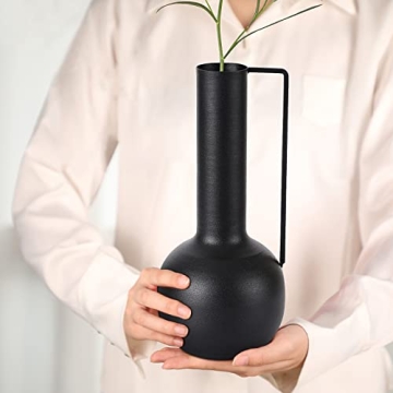 Stylish Modern Black Metal Vase for Home Décor