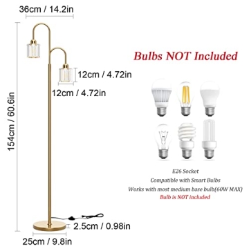 Elegant Ralbay Crystal Gold Floor Lamp for Every Room