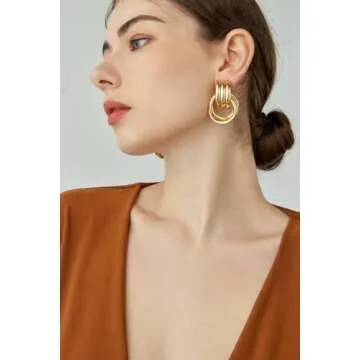 Chunky Gold Knot Dangle Earrings - Stylish & Lightweight