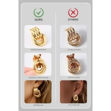 Chunky Gold Knot Dangle Earrings - Stylish & Lightweight