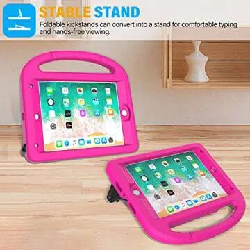 SUPLIK Kids Case for iPad Mini 4/5 (7.9"), Built-in Screen Protector Durable Shockproof Protective Cover with Handle Stand for 7.9 inch Apple iPad Mini 4th/5th Generation, Pink