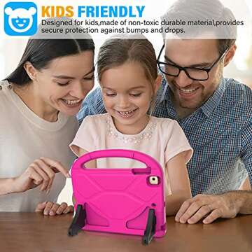 SUPLIK Kids Case for iPad Mini 4/5 (7.9"), Built-in Screen Protector Durable Shockproof Protective Cover with Handle Stand for 7.9 inch Apple iPad Mini 4th/5th Generation, Pink