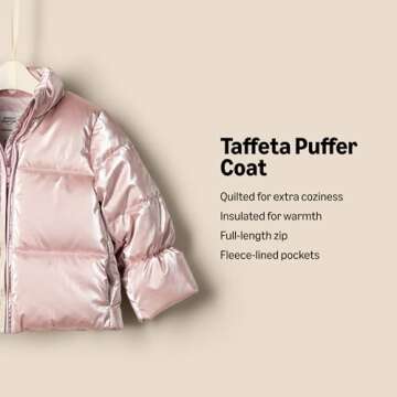 Stylish Amazon Essentials x Sofia Grainge Baby Girls' Puffer Jacket in Light Pink for Winter