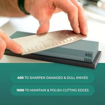 Sharp Pebble Premium Whetstone Knife Sharpening Stone 2 Side Grit 400/1000 Wetstone Kit -Wetstone Kitchen Knife Sharpener with Flattening Stone & NonSlip Rubber Base