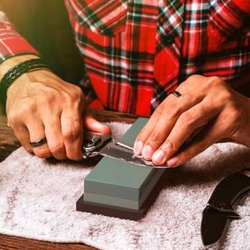 Sharp Pebble Premium Whetstone Knife Sharpening Stone 2 Side Grit 400/1000 Wetstone Kit -Wetstone Kitchen Knife Sharpener with Flattening Stone & NonSlip Rubber Base