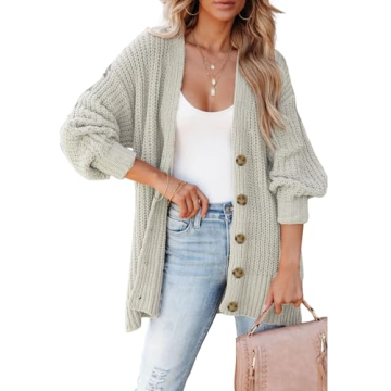 SHEWIN Women's Stylish Long Sleeve Lightweight Knitted Cardigan