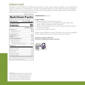 Augason Farms Spinach Flakes: Emergency Food Supply, 45 Servings