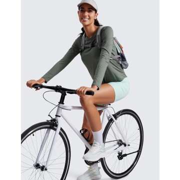 CRZ YOGA Lightweight Long Sleeve Workout Shirts for Women Gym Running Fall Tshirts High Neck Athletic Training Tops Grey Sage Medium