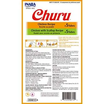 INABA Churu Cat Treats, Grain-Free, Lickable, Squeezable Creamy Purée Cat Treat/Topper with Vitamin...