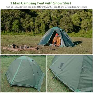 GEERTOP Lightweight 2 Person Backpacking Tent 4 Season Double Layer Waterproof Cold Weather Tent for Camping,Hunting, Hiking, Climbing, Outdoor Travel - Easy Set Up