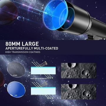 High-Powered 80mm Portable Telescope for Beginners and Kids