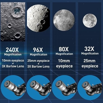 High-Powered 80mm Portable Telescope for Beginners and Kids
