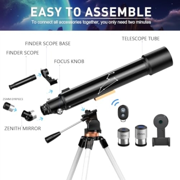 High-Powered 80mm Portable Telescope for Beginners and Kids