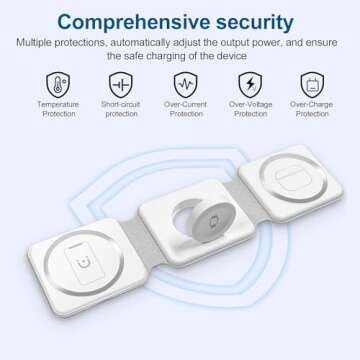 Wireless Charging Station for Apple Multiple Devices ，3 in 1 Magnetic Foldable Wireless Charger-Travel Charging Pad for iPhone 15 14 13 12 Pro Max Plus Watch & Airpods(Adapter not Included)