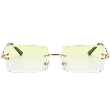 LASPOR Retro Rimless Rectangle Sunglasses for Men Women