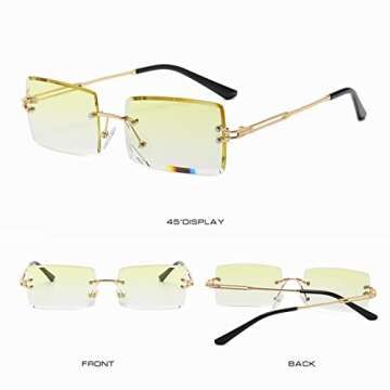 LASPOR Retro Rimless Rectangle Sunglasses for Men Women
