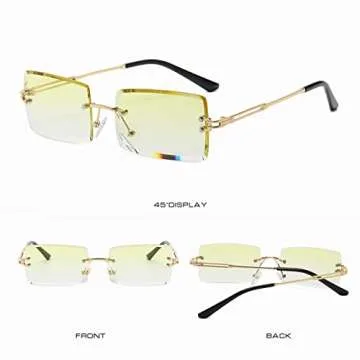 LASPOR Retro Rimless Rectangle Sunglasses for Men Women