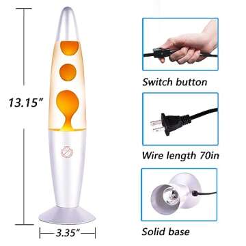 Vanful Orange Magma Lamp 13 Inches for Adults Cool Liquid Motion Lamps Stuff for Kids with Sliver Base Mood Night Light Home Living Room Office Bedroom Christmas Thanksgiving Day Decoration