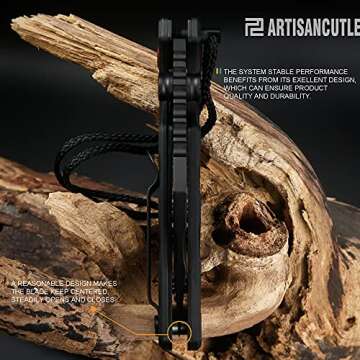 ARTISANCUTLERY Tactical Knife Proponent (1820P) D2 Steel Black PVD Blade Black G10 Handle Pocket Knife Folding Knife EDC Knife