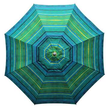 Blissun 7.2' Portable Beach Umbrella with Sand Anchor, Tilt Pole, Carry Bag, Air Vent (Orange Stripe)