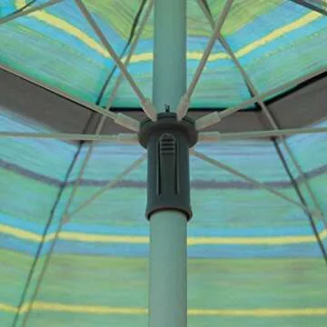 Blissun 7.2' Portable Beach Umbrella with Sand Anchor, Tilt Pole, Carry Bag, Air Vent (Orange Stripe)