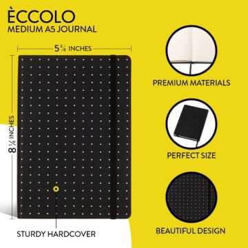 Eccolo Medium Dotted Journal Notebook, Hardbound Cover, A5 Writing Journal, 256 Dotted Ivory Pages, ...