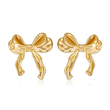 Elegant Gold Silver Bow Earrings for Women - Perfect Gift for Any Occasion