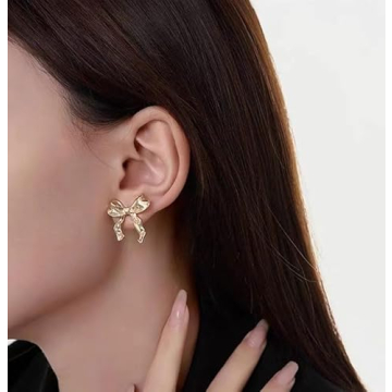 Gold Silver Bow Earrings for Women - Stylish & Hypoallergenic