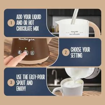 Nostalgia 32 Oz Frother and Hot Chocolate Maker, Warm or Cold Milk Foam, Includes Cocoa Bomb Mold, for Coffees, Lattes, Cappuccinos, Brown