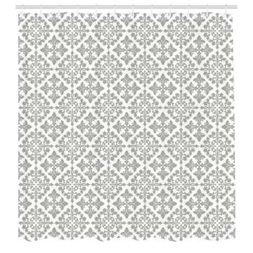 Ambesonne Grey Shower Curtain, Antique Victorian Floral Retro Patterns in Modern Graphic Print Old F...