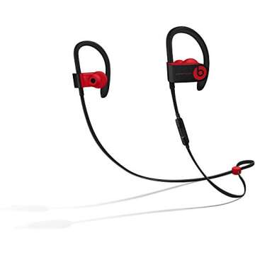 Powerbeats3 Wireless Earphones - Apple W1 Headphone Chip, Class 1 Bluetooth, 12 Hours of Listening Time, Sweat Resistant Earbuds - Defiant Black-Red