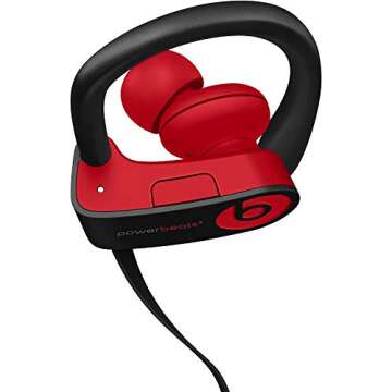 Powerbeats3 Wireless Earphones - Apple W1 Headphone Chip, Class 1 Bluetooth, 12 Hours of Listening Time, Sweat Resistant Earbuds - Defiant Black-Red