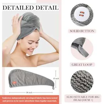 YoulerTex Microfiber Hair Towel 2 Pack for Quick Drying