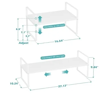 WEJIPP Adjustable Expandable Cabinet Shelf for Organization